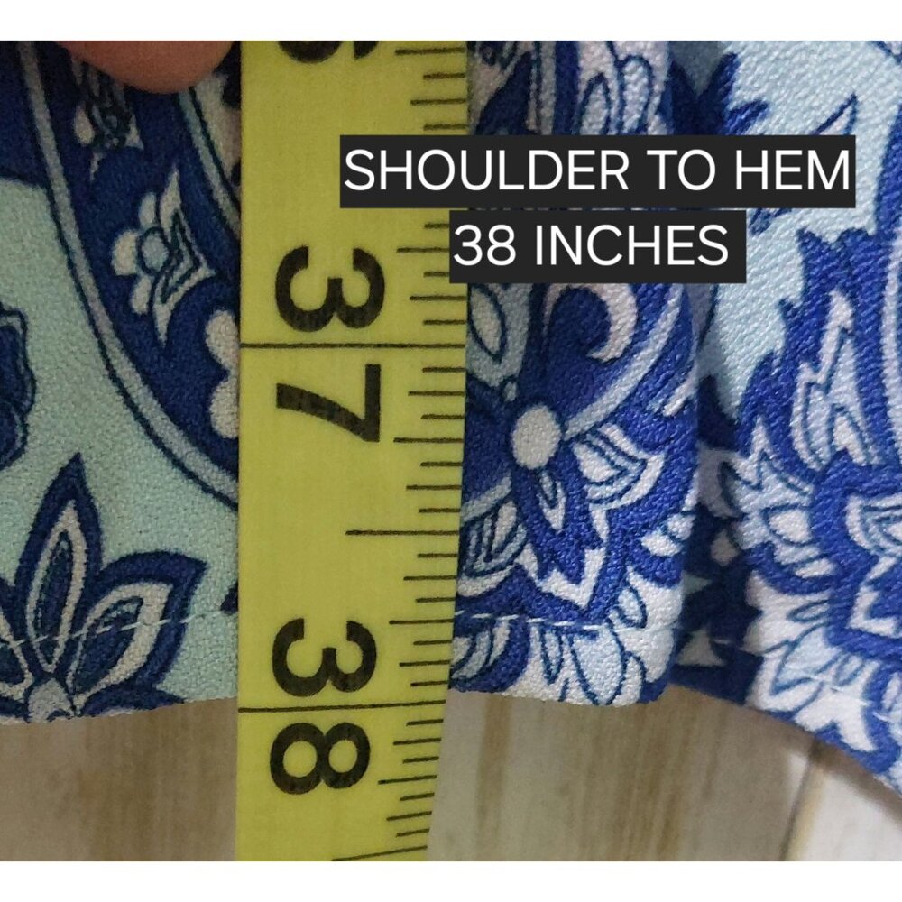 Simply Southern XL Blue Paisley Smocked Dress W/ Puffed Sleeves~Crisscross Back - Picture 7 of 10